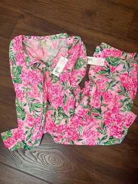 Lilly Pulitzer Pink & Green Floral Pajama Set